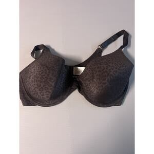 Barely Breezies Gray Leopard Underwire Bra 40C Full Coverage Animal Print‎